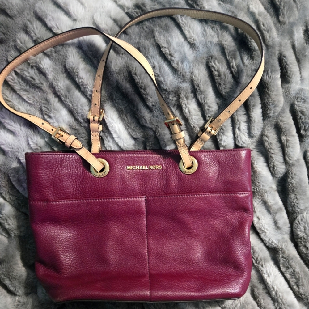 ** SOLD **  Michael Kors Plum Leather Shoulder Bag